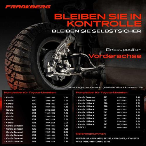 Frankberg 1x Querlenker Satz Vorderachse für Toyota Corolla Compact Kasten Liftback Station Wagon RAV 4 I Bild Frankberg 1x Querlenker Satz Vorderachse für Toyota Corolla Compact Kasten Liftback Station Wagon RAV 4 I