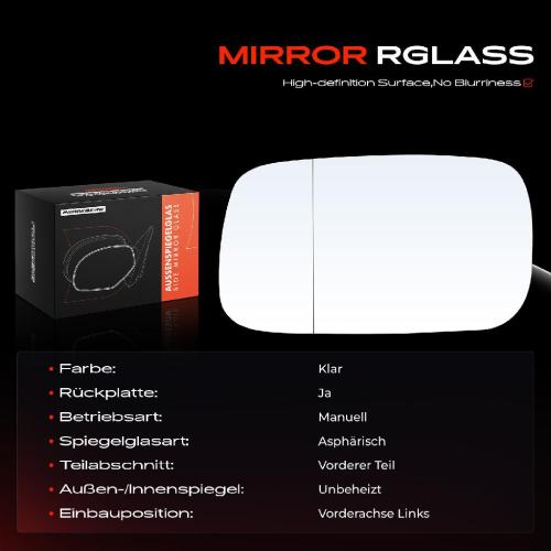 1x Spiegelglas Außenspiegel links für VW Passat 35I 3A5 Caddy 9K9A Seat Inca 6K9 Bild 1x Spiegelglas Außenspiegel links für VW Passat 35I 3A5 Caddy 9K9A Seat Inca 6K9