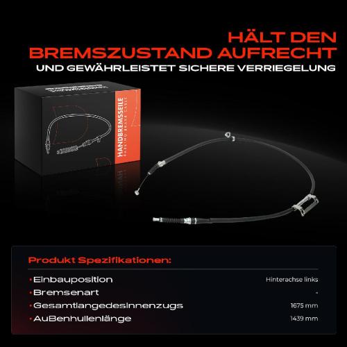 1x Seilzug Feststellbremse Hinterachse links für KIA Carens I Shuma 1.6L 1.8L Bild 1x Seilzug Feststellbremse Hinterachse links für KIA Carens I Shuma 1.6L 1.8L