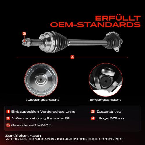 1x Antriebswelle Vorderachse Links für Nissan Interstar Opel Movano Bild 1x Antriebswelle Vorderachse Links für Nissan Interstar Opel Movano