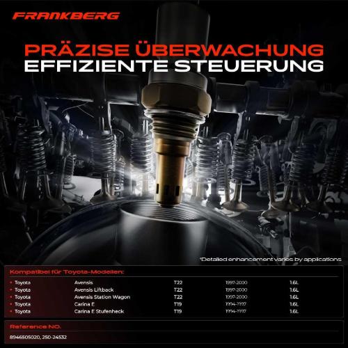 Frankberg 1x Lambdasonde Regelsonde Vor Katalysator für Toyota Avensis Liftback T22 Carina E T19 1.6L 1992-2000 Bild Frankberg 1x Lambdasonde Regelsonde Vor Katalysator für Toyota Avensis Liftback T22 Carina E T19 1.6L 1992-2000