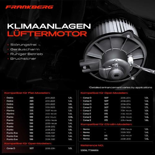 Frankberg 1x Gebläsemotor Innenraumgebläse für Opel Corsa D E Adam Citroën Nemo Fiat Linea Bild Frankberg 1x Gebläsemotor Innenraumgebläse für Opel Corsa D E Adam Citroën Nemo Fiat Linea