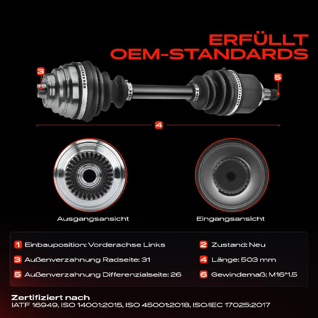 1x Antriebswelle Vorderachse Links für MINI Mini F55 F56 F57 1.2L 2014-2017