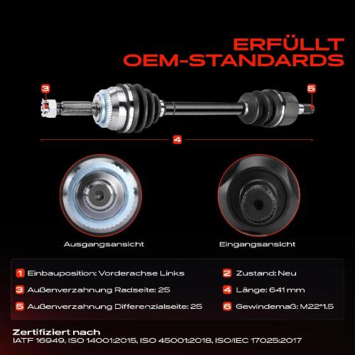 Frankberg 1x Antriebswelle Vorderachse Links für Hyundai Matrix FC 1.8L 2001-2010 Bild Frankberg 1x Antriebswelle Vorderachse Links für Hyundai Matrix FC 1.8L 2001-2010
