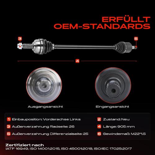 Frankberg 1x Antriebswelle Vorderachse Links für Honda Civic II Civic IV EE ED EC Bild Frankberg 1x Antriebswelle Vorderachse Links für Honda Civic II Civic IV EE ED EC