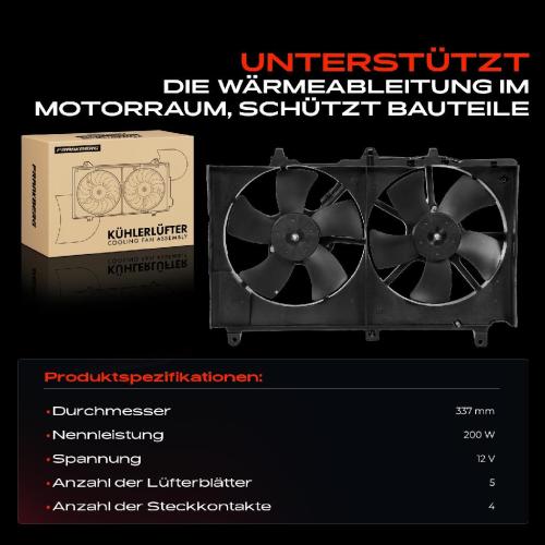 1x Motorkühller Doppellüfter mit Kühlerlüfterrahmen Infiniti G Stufenheck Nissan 350 Z Z33 3.5L Bild 1x Motorkühller Doppellüfter mit Kühlerlüfterrahmen Infiniti G Stufenheck Nissan 350 Z Z33 3.5L