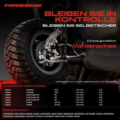 Frankberg 1x Querlenker Satz Vorderachse für Toyota 4 Runner Land Cruiser 90 Tundra Pick-up 2.7L 3.4L 3.0L 4.7L 1995-2002 Bild Frankberg 1x Querlenker Satz Vorderachse für Toyota 4 Runner Land Cruiser 90 Tundra Pick-up 2.7L 3.4L 3.0L 4.7L 1995-2002