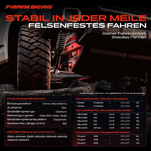 2x Stoßdämpfer Vorderachse für Citroën C4 Mitsubishi ASX GA W ASX Peugeot 4008 Bj ab 2010 Bild 2x Stoßdämpfer Vorderachse für Citroën C4 Mitsubishi ASX GA W ASX Peugeot 4008 Bj ab 2010