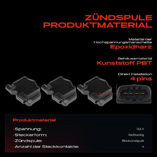 Frankberg 3x Zündspule Zündkerze für Smart Cabrio City-Coupe Fortwo Coupe Roadster 0.7L 2003-2007 Bild Frankberg 3x Zündspule Zündkerze für Smart Cabrio City-Coupe Fortwo Coupe Roadster 0.7L 2003-2007