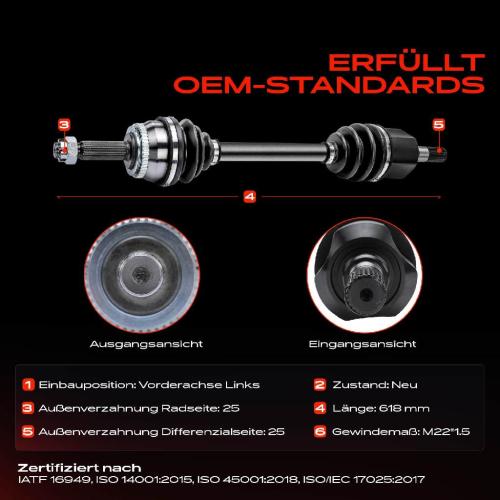 Frankberg 1x Antriebswelle Vorderachse Links für Hyundai Accent II LC 1.5L 2002-2005 Bild Frankberg 1x Antriebswelle Vorderachse Links für Hyundai Accent II LC 1.5L 2002-2005