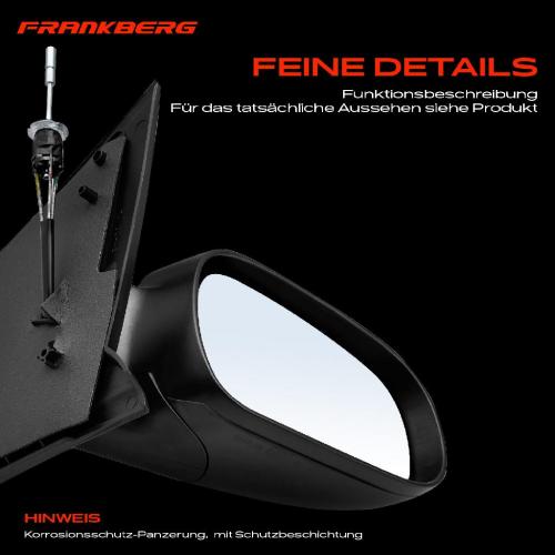 Frankberg 1x Außenspiegel Rechts für VW Fox Schrägheck 5Z1 5Z3 5Z4 2005-2011 Bild Frankberg 1x Außenspiegel Rechts für VW Fox Schrägheck 5Z1 5Z3 5Z4 2005-2011