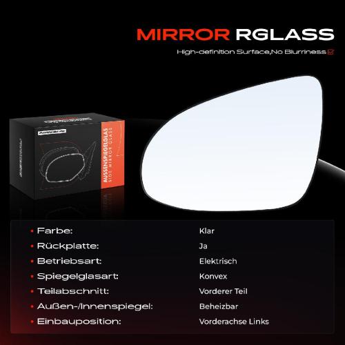 1x Spiegelglas Außenspiegel links für Citroën C1 II Peugeot Toyota Bild 1x Spiegelglas Außenspiegel links für Citroën C1 II Peugeot Toyota
