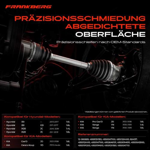 1x Antriebswelle Gelenksatz Vorderachse für Hyundai i30 GD iX20 JC KIA Cee'D JD Venga Bild 1x Antriebswelle Gelenksatz Vorderachse für Hyundai i30 GD iX20 JC KIA Cee'D JD Venga