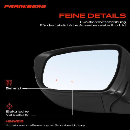 Frankberg 1x Außenspiegel Links für Nissan Qashqai II SUV J11 1.5L 1.6L 1.8L 2.0L Bj ab 2013 Bild Frankberg 1x Außenspiegel Links für Nissan Qashqai II SUV J11 1.5L 1.6L 1.8L 2.0L Bj ab 2013