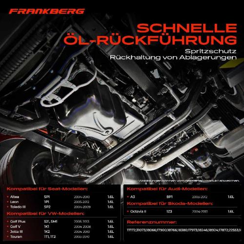 Frankberg 1x Ölwanne Motorölwanne für VW Golf V Plus 1K Jetta Audi A3 8P Seat Altea Leon Skoda 1.6L Bild Frankberg 1x Ölwanne Motorölwanne für VW Golf V Plus 1K Jetta Audi A3 8P Seat Altea Leon Skoda 1.6L