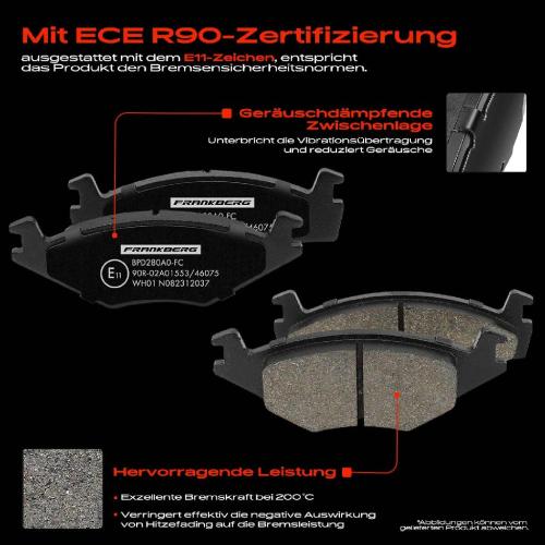 Frankberg 4x Bremsbeläge Vorderachse für VW Golf I Cabriolet Van Polo Jetta Passat Stufenheck Variant Bild Frankberg 4x Bremsbeläge Vorderachse für VW Golf I Cabriolet Van Polo Jetta Passat Stufenheck Variant