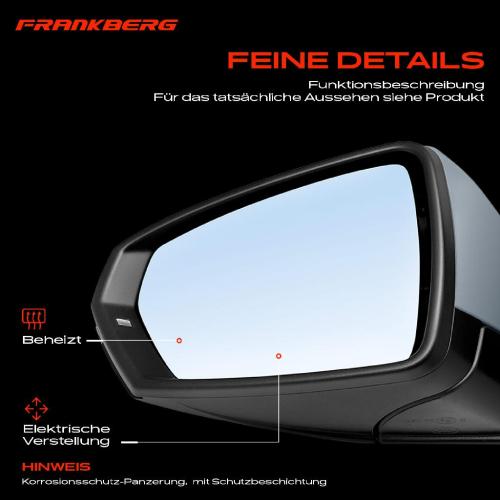 Frankberg 1x Außenspiegel Links für VW Polo AE1 AW1 BZ1 1.0L 1.5L 1.6L 2.0L Bj ab 2017 Bild Frankberg 1x Außenspiegel Links für VW Polo AE1 AW1 BZ1 1.0L 1.5L 1.6L 2.0L Bj ab 2017