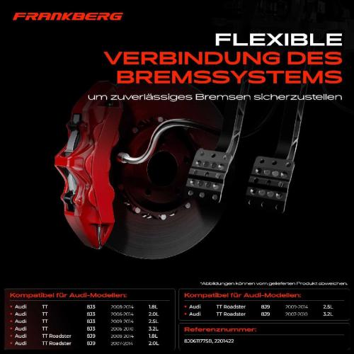 Frankberg 1x Bremsschlauch Bremsschl uche Hinterachse Links oder Rechts f r Audi TT 8J3 TT Roadster 8J9 1.8L-3.2L Bild Frankberg 1x Bremsschlauch Bremsschl uche Hinterachse Links oder Rechts f r Audi TT 8J3 TT Roadster 8J9 1.8L-3.2L