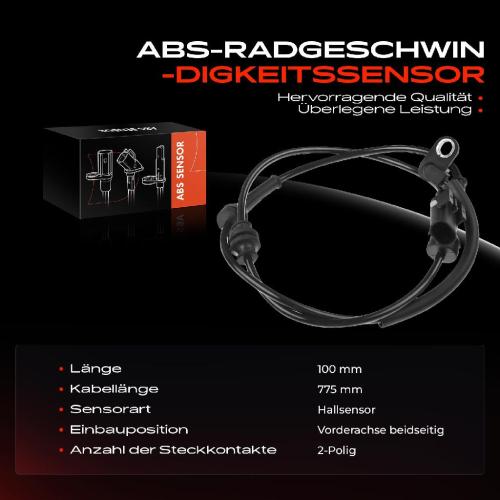 Frankberg 1x ABS Sensor Vorderachse beidseitig für Fiat Doblo Cargo MPV Opel Combo Tour 1.2L 1.4L 1.6L 2.0L Bj ab 2010 Bild Frankberg 1x ABS Sensor Vorderachse beidseitig für Fiat Doblo Cargo MPV Opel Combo Tour 1.2L 1.4L 1.6L 2.0L Bj ab 2010