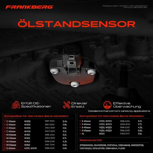 Frankberg 1x Ölstandsensor für Mercedes-Benz C-Klasse W202 S202 E-Klasse W210 Bild Frankberg 1x Ölstandsensor für Mercedes-Benz C-Klasse W202 S202 E-Klasse W210