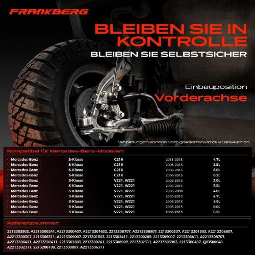 Frankberg 1x Querlenker Satz Vorderachse für Mercedes-Benz S-Klasse Coupe 3.0L 3.5L 4.0L 4.7L 5.5L 6.2L 6.0L 2005-2013 Bild Frankberg 1x Querlenker Satz Vorderachse für Mercedes-Benz S-Klasse Coupe 3.0L 3.5L 4.0L 4.7L 5.5L 6.2L 6.0L 2005-2013