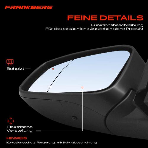 Frankberg 1x Außenspiegel Links für Renault Megane III Coupe DZ0/1 KZ0/1 B3 BZ0/1 Bj ab 2008 Bild Frankberg 1x Außenspiegel Links für Renault Megane III Coupe DZ0/1 KZ0/1 B3 BZ0/1 Bj ab 2008