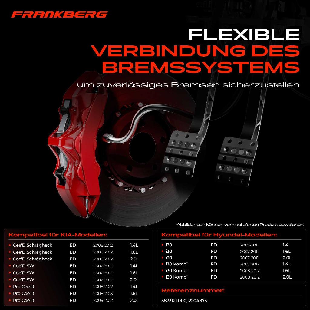 1x Bremsschlauch Bremsschläuche Vorderachse Links für Hyundai i30 FD KIA Cee'D ED