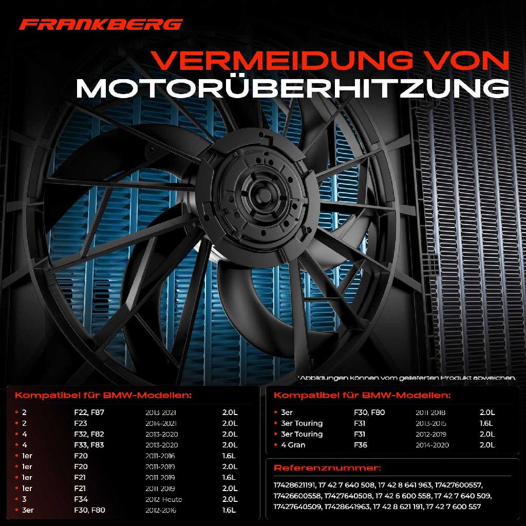1x Motorkühller Einfachlüfter mit Kühlerlüfterrahmen BMW F20 F21 F22 F23 F30 F34 F36 316 318 320 418