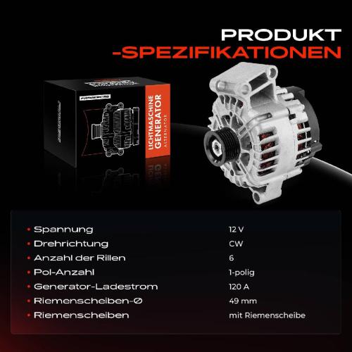 Frankberg 1x Lichtmaschine Generator für Ford Focus III C-Max II Mondeo IV BA7 Bild Frankberg 1x Lichtmaschine Generator für Ford Focus III C-Max II Mondeo IV BA7