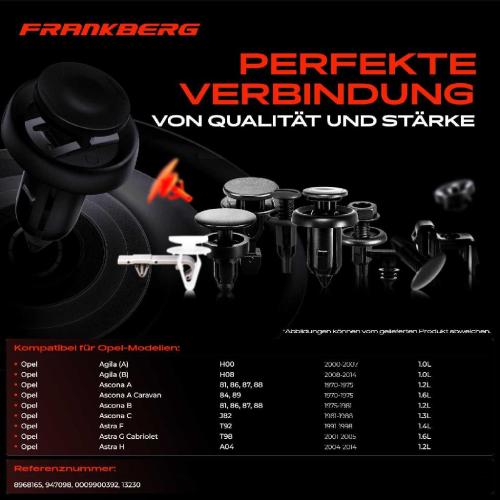 Frankberg 20x Befestigungsclips Außenverkleidung für Opel Ascona Astra Corsa Frontera Bild Frankberg 20x Befestigungsclips Außenverkleidung für Opel Ascona Astra Corsa Frontera