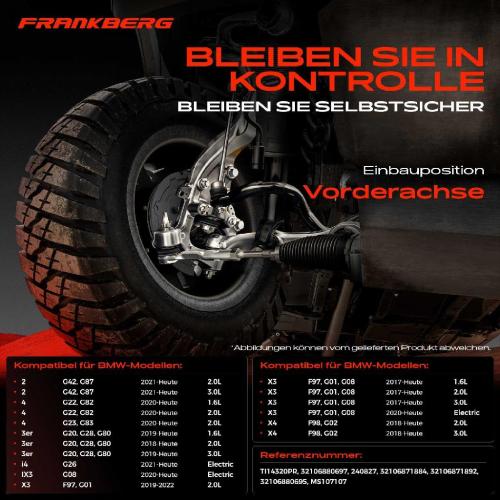 Frankberg 2x Spurstange Vorderachse für BMW G42 G87 G20 G28 G80 G21 G81 G23 G83 G22 G82 G26 G08 F97 G01 Bild Frankberg 2x Spurstange Vorderachse für BMW G42 G87 G20 G28 G80 G21 G81 G23 G83 G22 G82 G26 G08 F97 G01