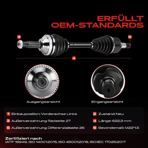 Frankberg 1x Antriebswelle Vorderachse Links für Ford Mondeo I GBP BNP Mondeo II BAP Bild Frankberg 1x Antriebswelle Vorderachse Links für Ford Mondeo I GBP BNP Mondeo II BAP