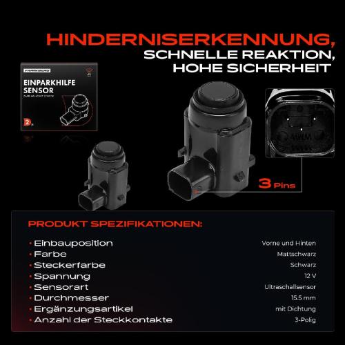 Frankberg 2x Parksensor PDC Sensor Vorne und Hinten für Opel Astra T98 Corsa Meriva Saab 9-3 Bild Frankberg 2x Parksensor PDC Sensor Vorne und Hinten für Opel Astra T98 Corsa Meriva Saab 9-3