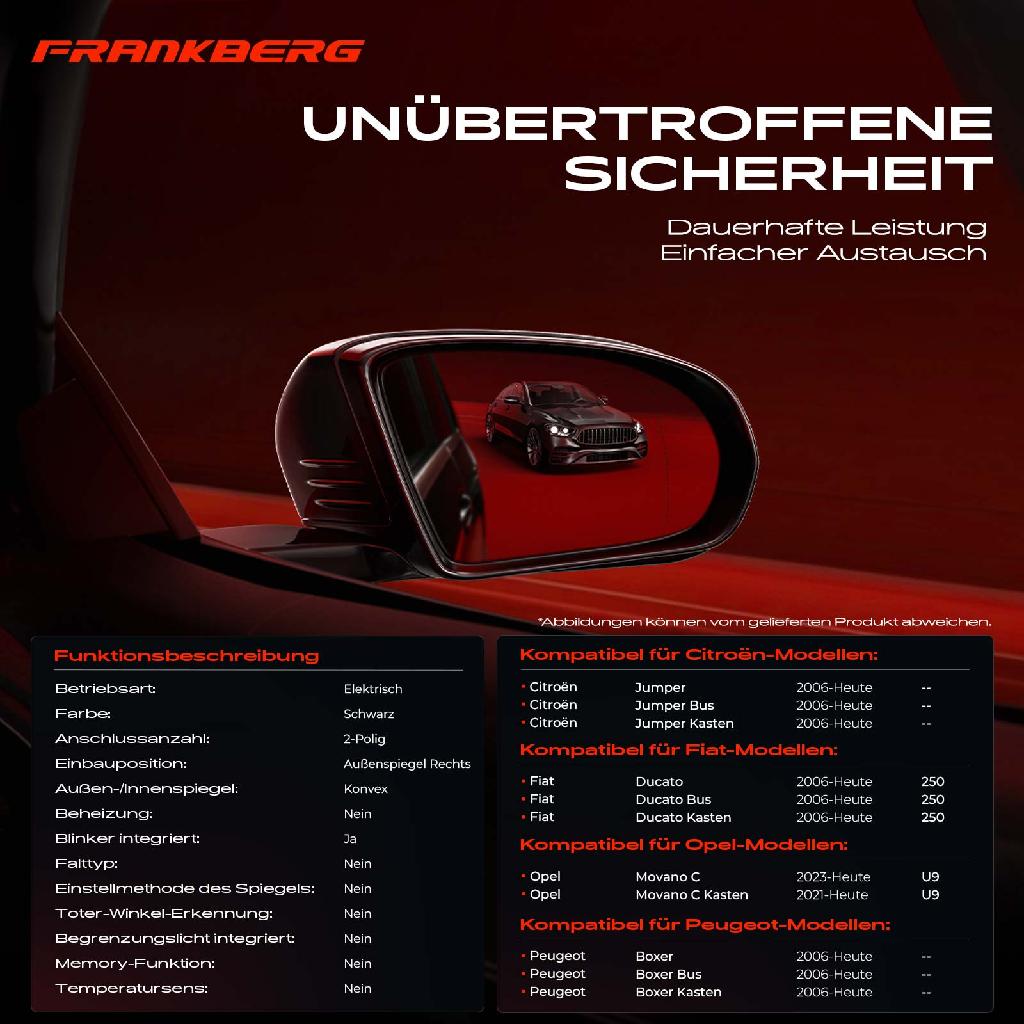 1x Außenspiegel Rechts für Citroën Jumper Fiat Ducato Opel Movano Peugeot 2006-2025