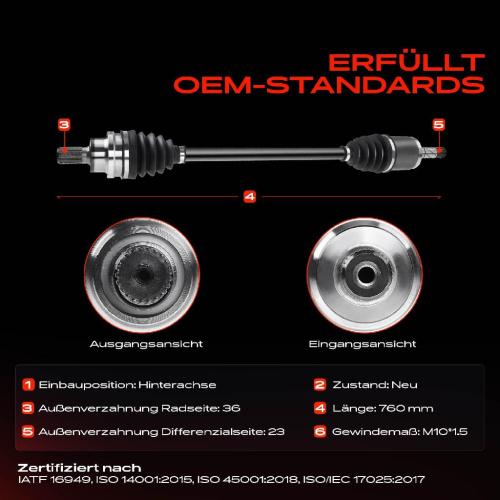 Frankberg 1x Antriebswelle Hinterachse Links oder Rechts für Volvo S60 II 134 S80 II 124 V60 I 155 XC60 156 2010-2018 Bild Frankberg 1x Antriebswelle Hinterachse Links oder Rechts für Volvo S60 II 134 S80 II 124 V60 I 155 XC60 156 2010-2018