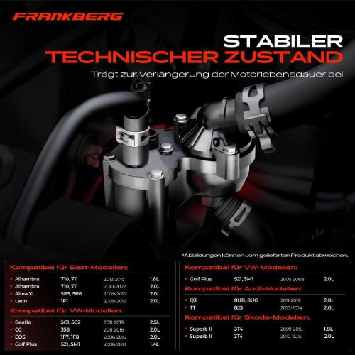 Frankberg 1x Thermostat K hlmittel f r VW Golf 5 6 Jetta Passat Audi Q3 TT Seat Alhambra Bild Frankberg 1x Thermostat K hlmittel f r VW Golf 5 6 Jetta Passat Audi Q3 TT Seat Alhambra