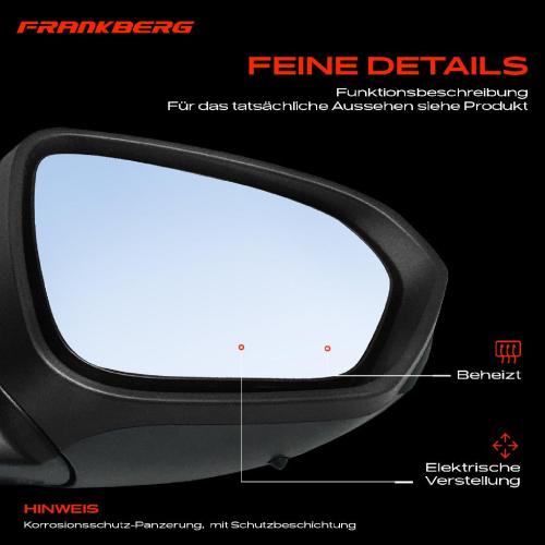 Frankberg 1x Außenspiegel Rechts für Dacia Duster HM 1.0L 1.2L 1.3L 1.5L 1.6L 2017-2024 Bild Frankberg 1x Außenspiegel Rechts für Dacia Duster HM 1.0L 1.2L 1.3L 1.5L 1.6L 2017-2024