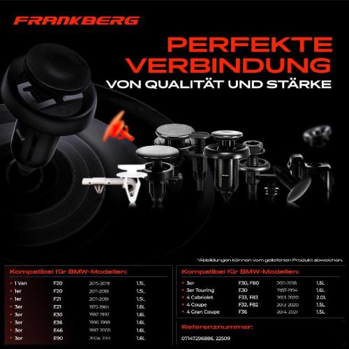 Frankberg 10x Befestigungsclips Verkleidung für BMW E30 E36 E46 E90 F30 F80 F20 F33 F83 Bild Frankberg 10x Befestigungsclips Verkleidung für BMW E30 E36 E46 E90 F30 F80 F20 F33 F83