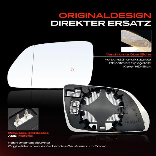 1x Spiegelglas Außenspiegel links für VW Polo Stufenheck 9A2 9A4 9A6 9N2 9A 9N Bild 1x Spiegelglas Außenspiegel links für VW Polo Stufenheck 9A2 9A4 9A6 9N2 9A 9N