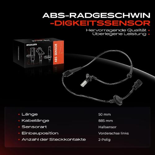 1x ABS Sensor Vorderachse links für Hyundai H-1 Cargo TQ H-1 Travel 2.5L Bj ab 2008 Bild 1x ABS Sensor Vorderachse links für Hyundai H-1 Cargo TQ H-1 Travel 2.5L Bj ab 2008