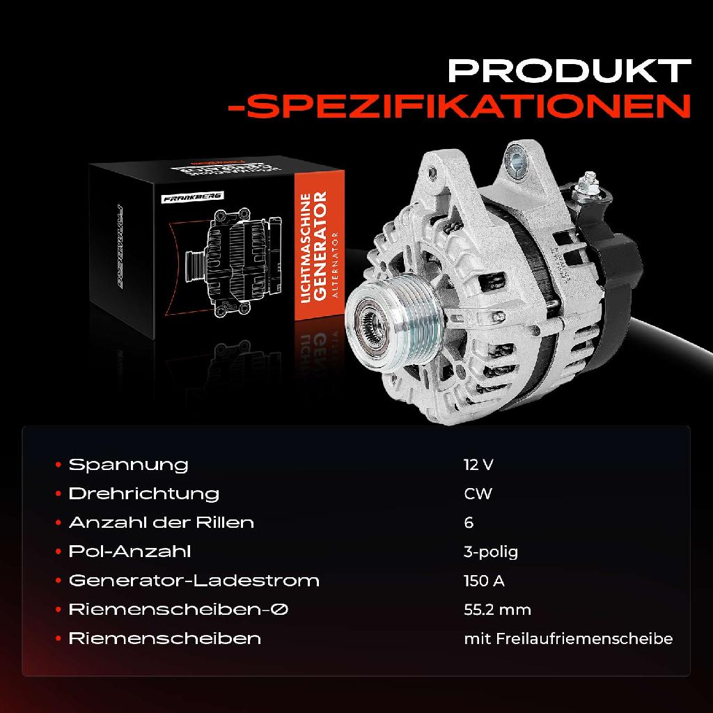 1x Lichtmaschine Generator für KIA Sorento 2 Sportage Hyundai Santa Fé 2 iX35