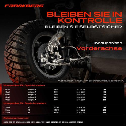 Frankberg 1x Querlenker Vorderachse für Opel Insignia A Country Tourer Sports Stufenheck Saab 9-5 2.8L 2008-2017 Bild Frankberg 1x Querlenker Vorderachse für Opel Insignia A Country Tourer Sports Stufenheck Saab 9-5 2.8L 2008-2017