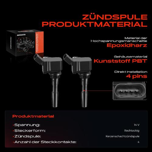 Frankberg 2x Zündmodul Zündspule für VW Golf Sportsvan VII Variant Passat T-Cross Caddy Alltrack MPV Load UP Tiguan Bild Frankberg 2x Zündmodul Zündspule für VW Golf Sportsvan VII Variant Passat T-Cross Caddy Alltrack MPV Load UP Tiguan