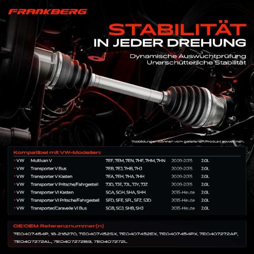 Frankberg 1x Antriebswelle Vorderachse Rechts für VW Transporter V Transporter VI Multivan V Bild Frankberg 1x Antriebswelle Vorderachse Rechts für VW Transporter V Transporter VI Multivan V