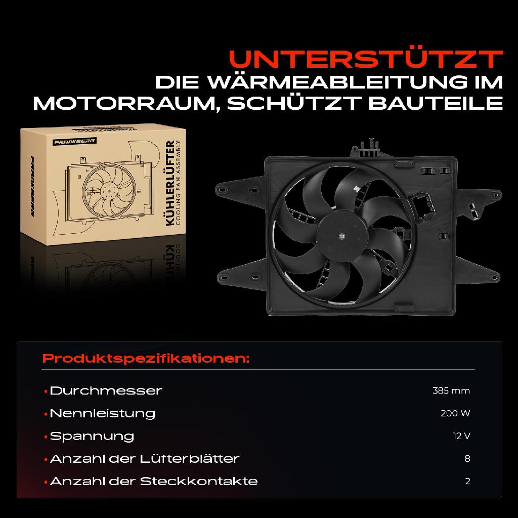 1x Motorkühller Einfachlüfter mit Kühlerlüfterrahmen Fiat Doblo MPV 1.6L 2001-2005