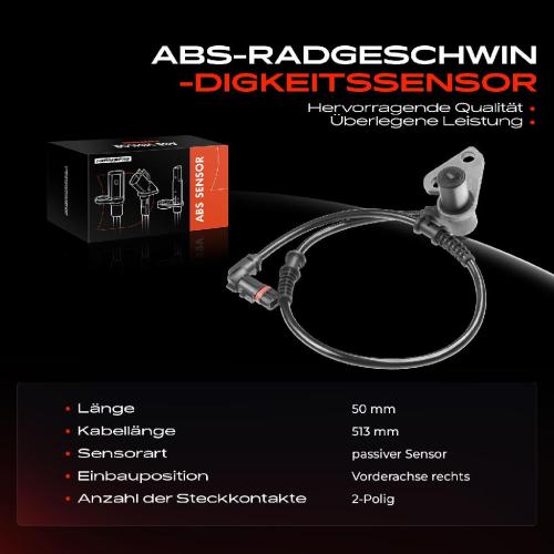 1x ABS Sensor Vorderachse rechts für Mercedes-Benz W202 S202 C208 A208 1.8L 2.0L 2.2L 2.3L 1993-2002 Bild 1x ABS Sensor Vorderachse rechts für Mercedes-Benz W202 S202 C208 A208 1.8L 2.0L 2.2L 2.3L 1993-2002