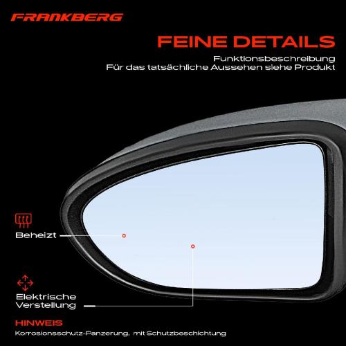 Frankberg 1x Außenspiegel Links für Nissan Qashqai I J10 JJ10E NJ10 1.5L 1.6L 2.0L 2007-2014 Bild Frankberg 1x Außenspiegel Links für Nissan Qashqai I J10 JJ10E NJ10 1.5L 1.6L 2.0L 2007-2014