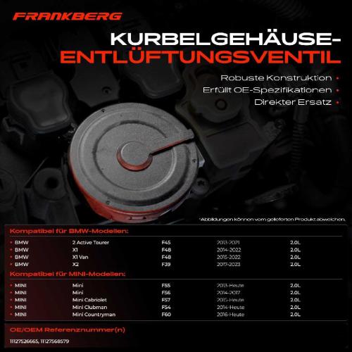 1x Ventil Kurbelgehäusentlüftung für BMW 2er F45 F46 X1 F48 X2 F39 Mini F55 F60 Bild 1x Ventil Kurbelgehäusentlüftung für BMW 2er F45 F46 X1 F48 X2 F39 Mini F55 F60