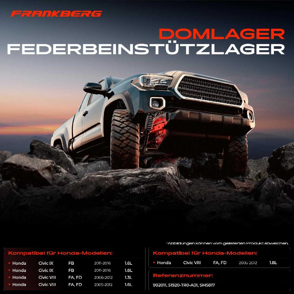 2x Domlager Federbeinstütz lager für Honda Civic VIII Stufenheck FB