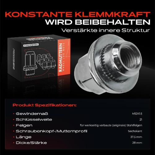 10x Radmutter für Mitsubishi Galant L 200 Lancer Pajero Space Outlander I ASX Bild 10x Radmutter für Mitsubishi Galant L 200 Lancer Pajero Space Outlander I ASX